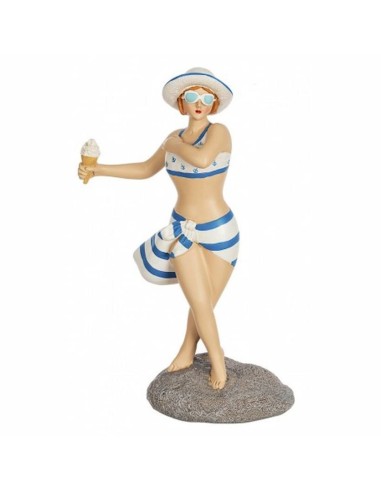 Figura de mujer Bañista con helado resina 28x17x9 cm.